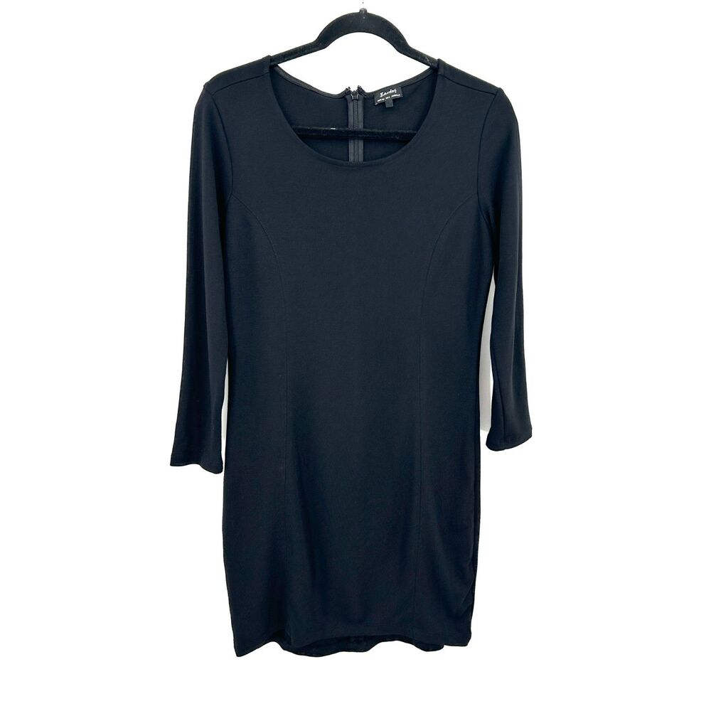 BARDOT Black Ponte Knit Long Sleeve Bodycon Office Mini Dress Zip Back Size 8